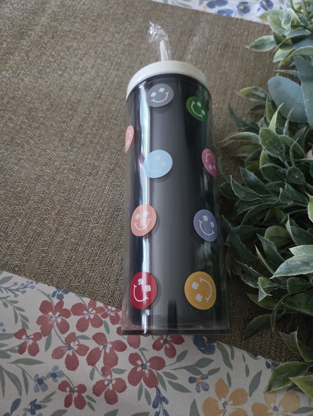 kate spade Black Smile Dot Tumbler with Multicolor Smiley Dots